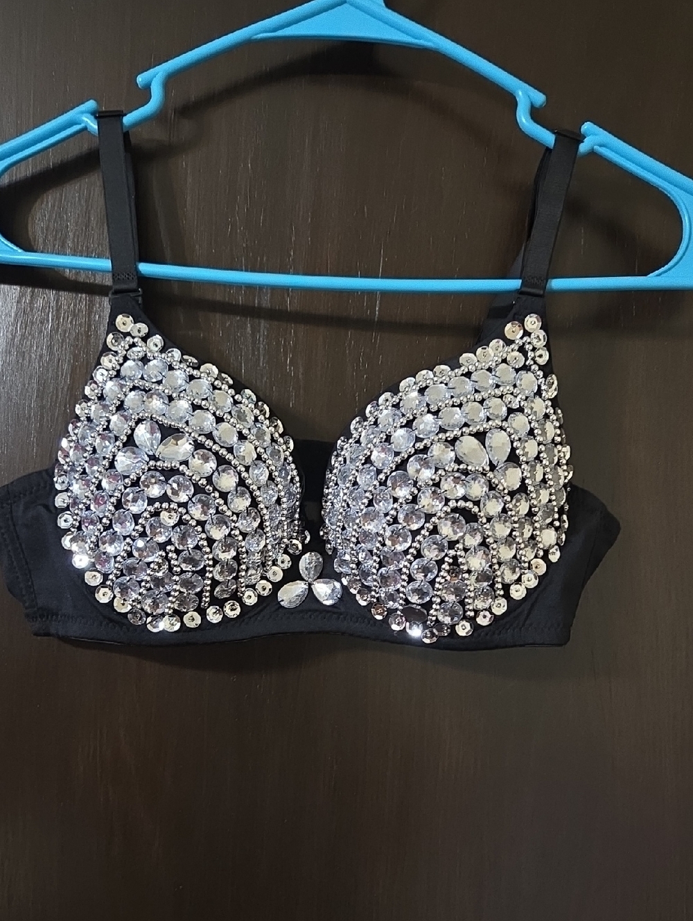 no brand name ladies black Swimsuit top with jewels Small